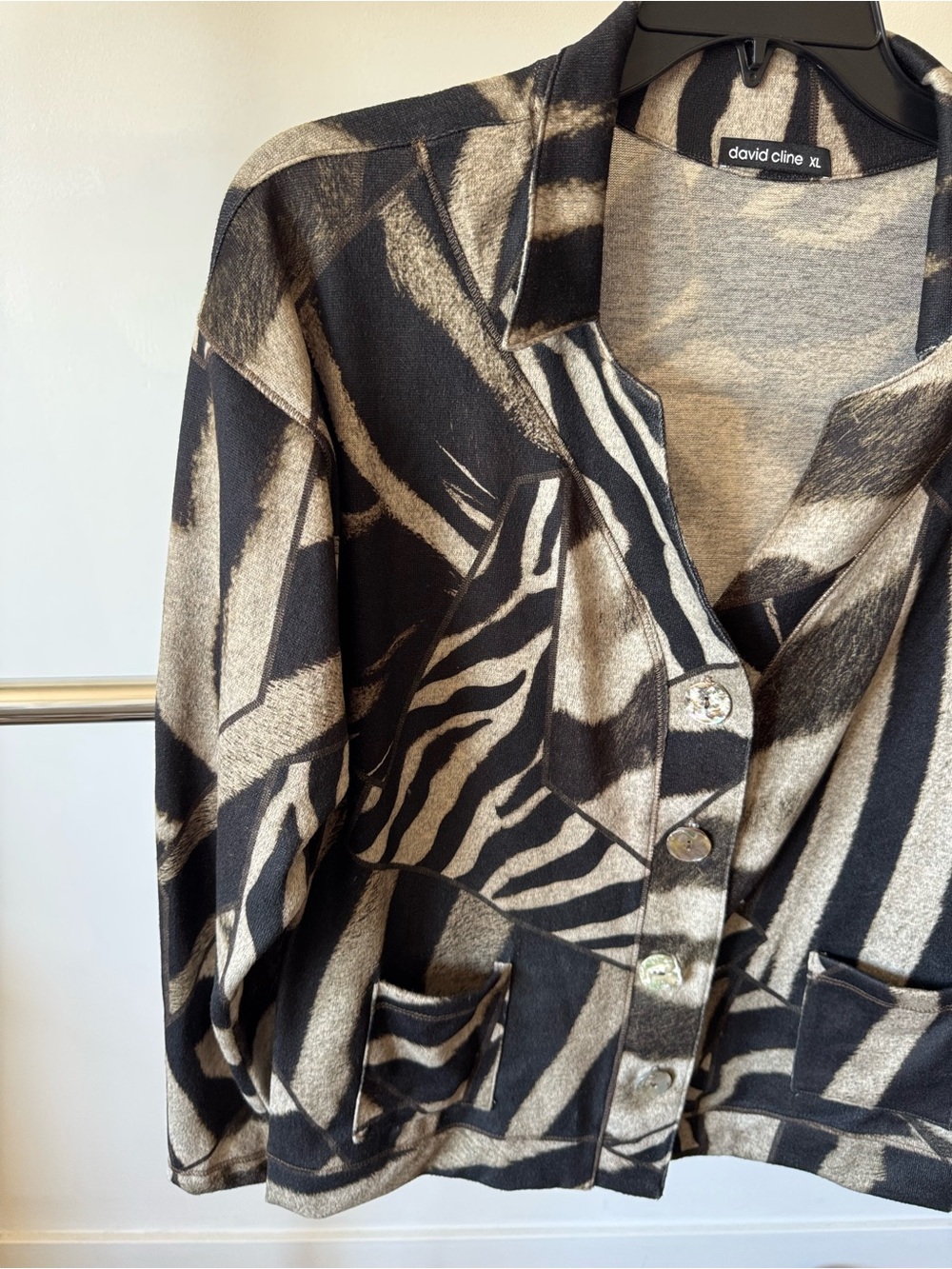 David Cline Zebra Print Cardigan
